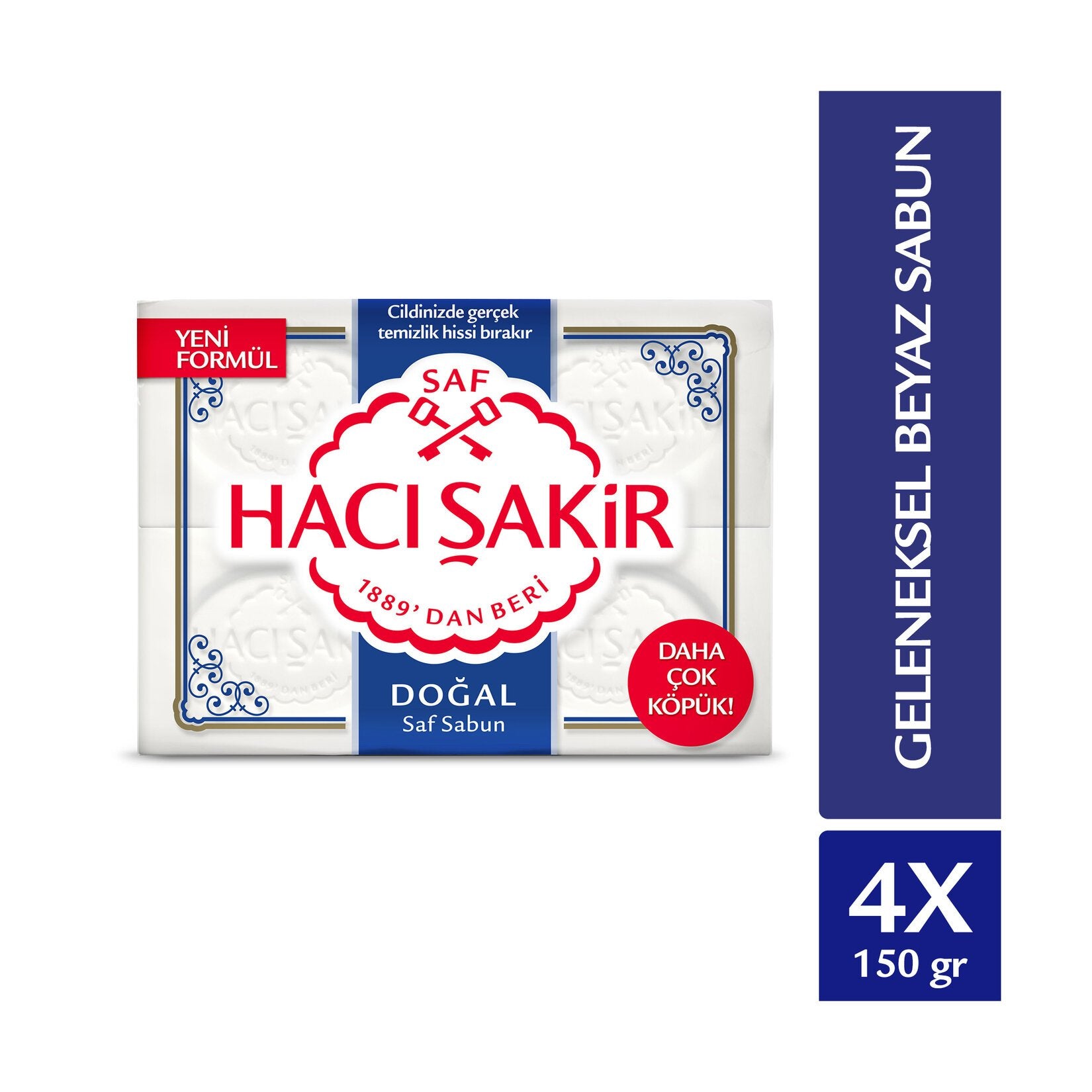 Hacı Şakir Doğal Beyaz Kalıp Sabun 4X150 G