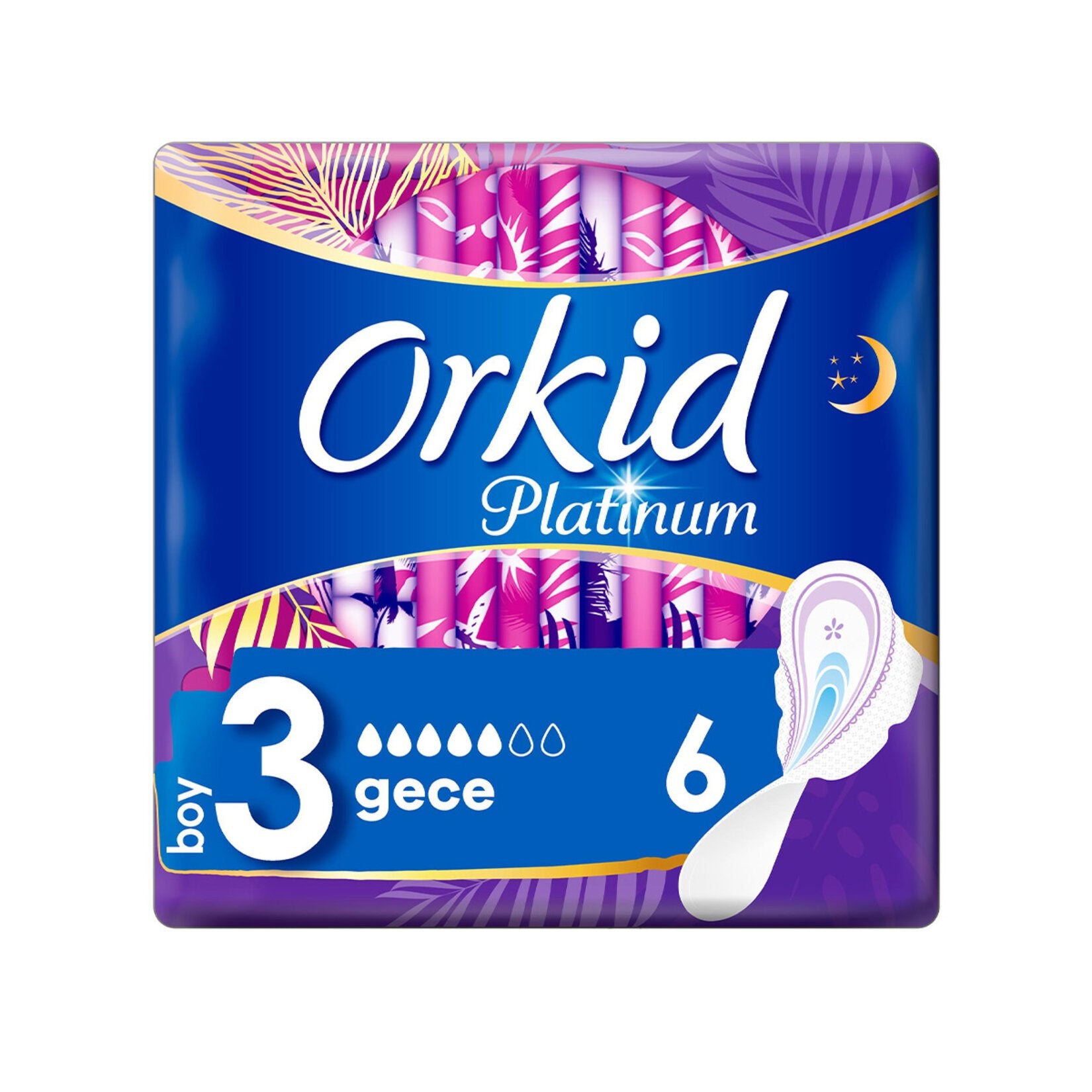 Orkid Platinum Sanitary Pad Night Single Pack of 6