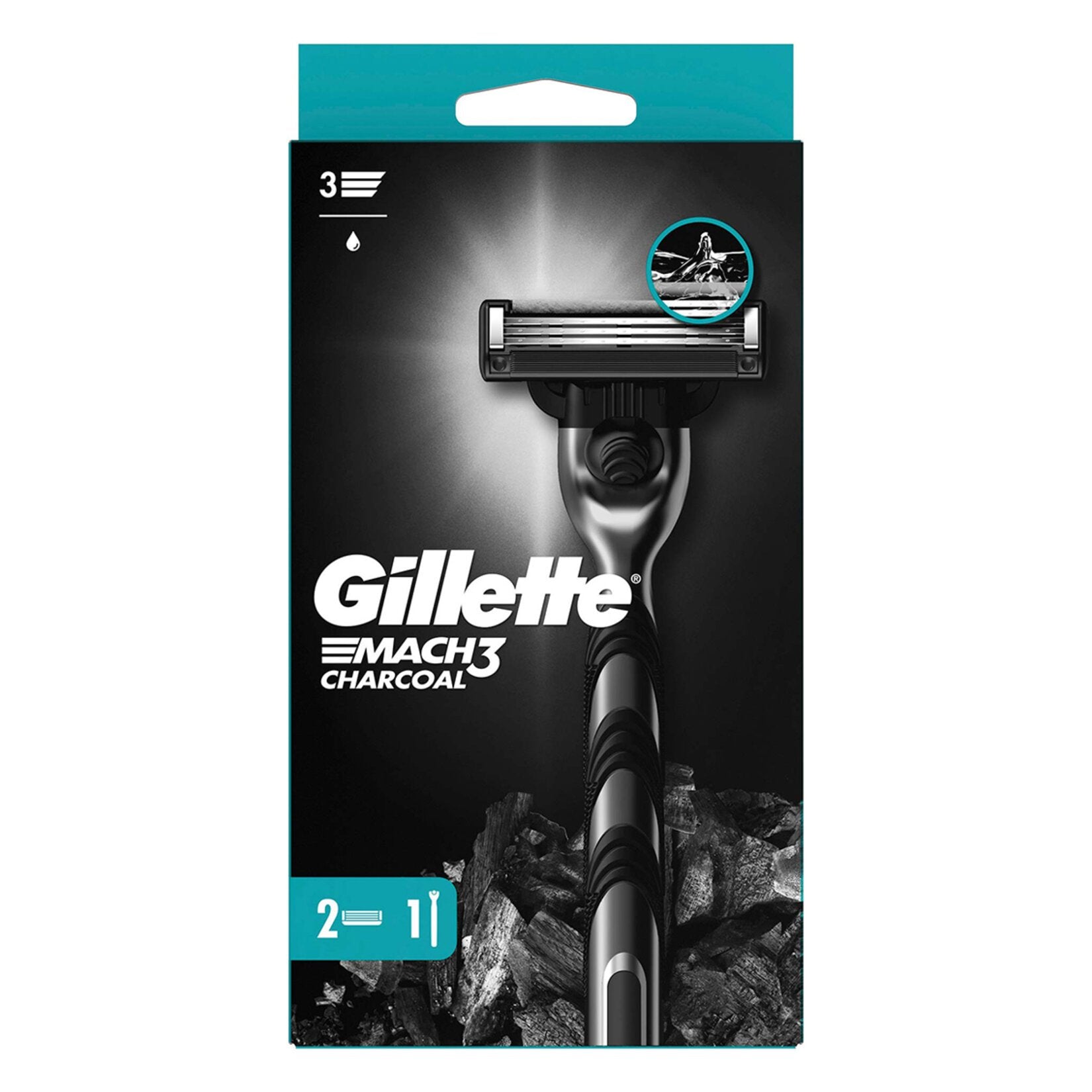 Gillette Mach3 Charcoal Shaving Machine + Spare Razor Blade