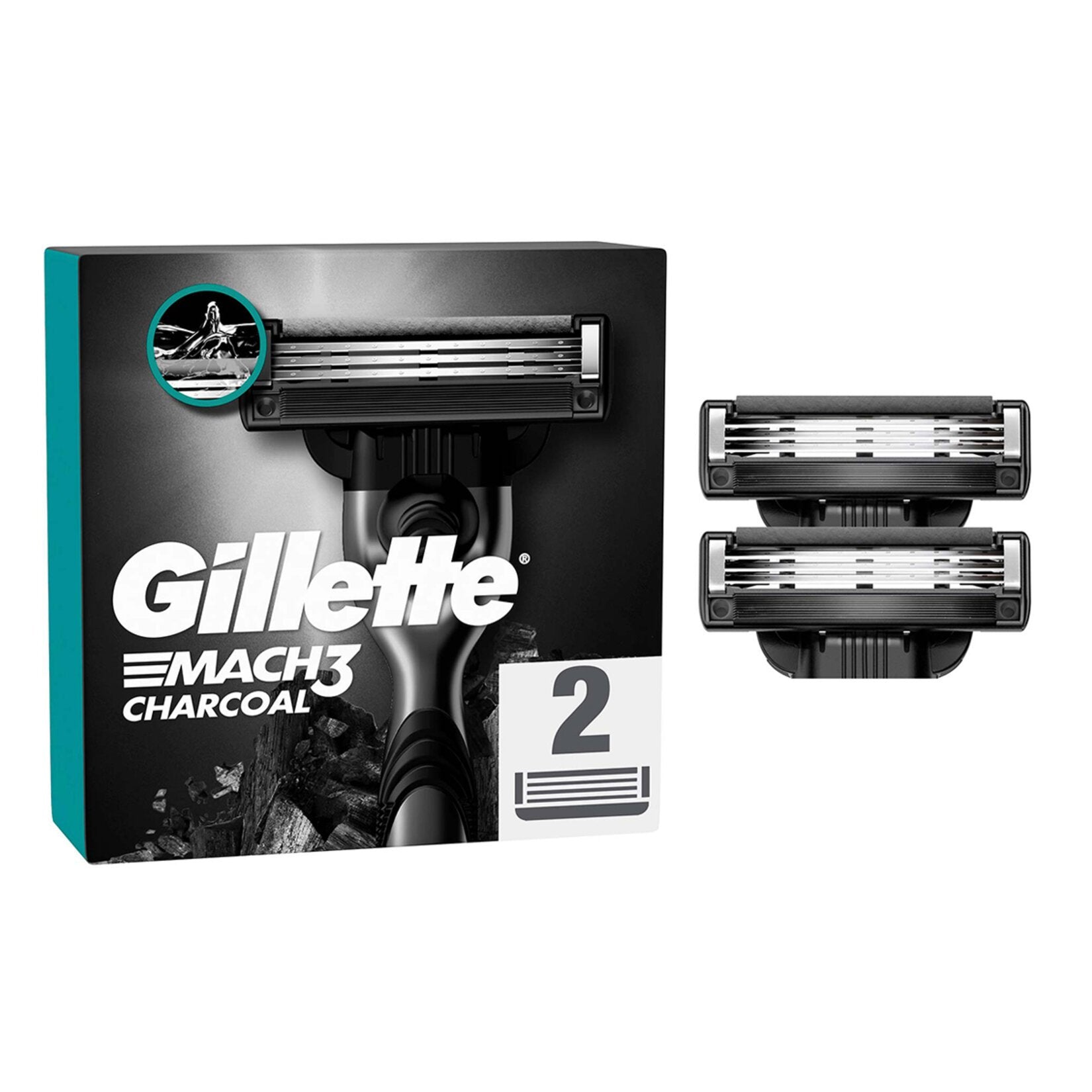 Gillette Mach3 Charcoal Effect Shaving Blade 2 Pieces