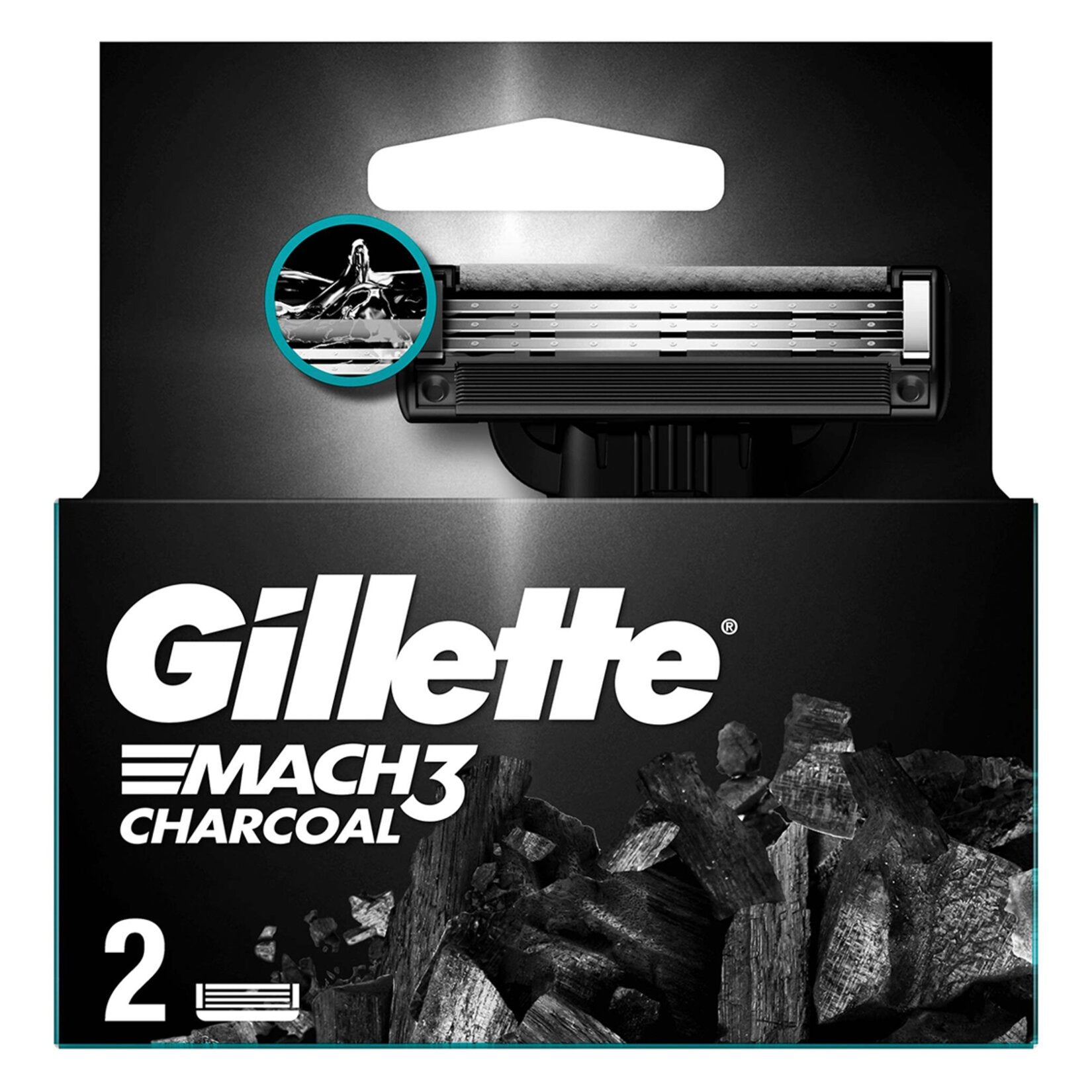 Gillette Mach3 Charcoal Effect Shaving Blade 2 Pieces