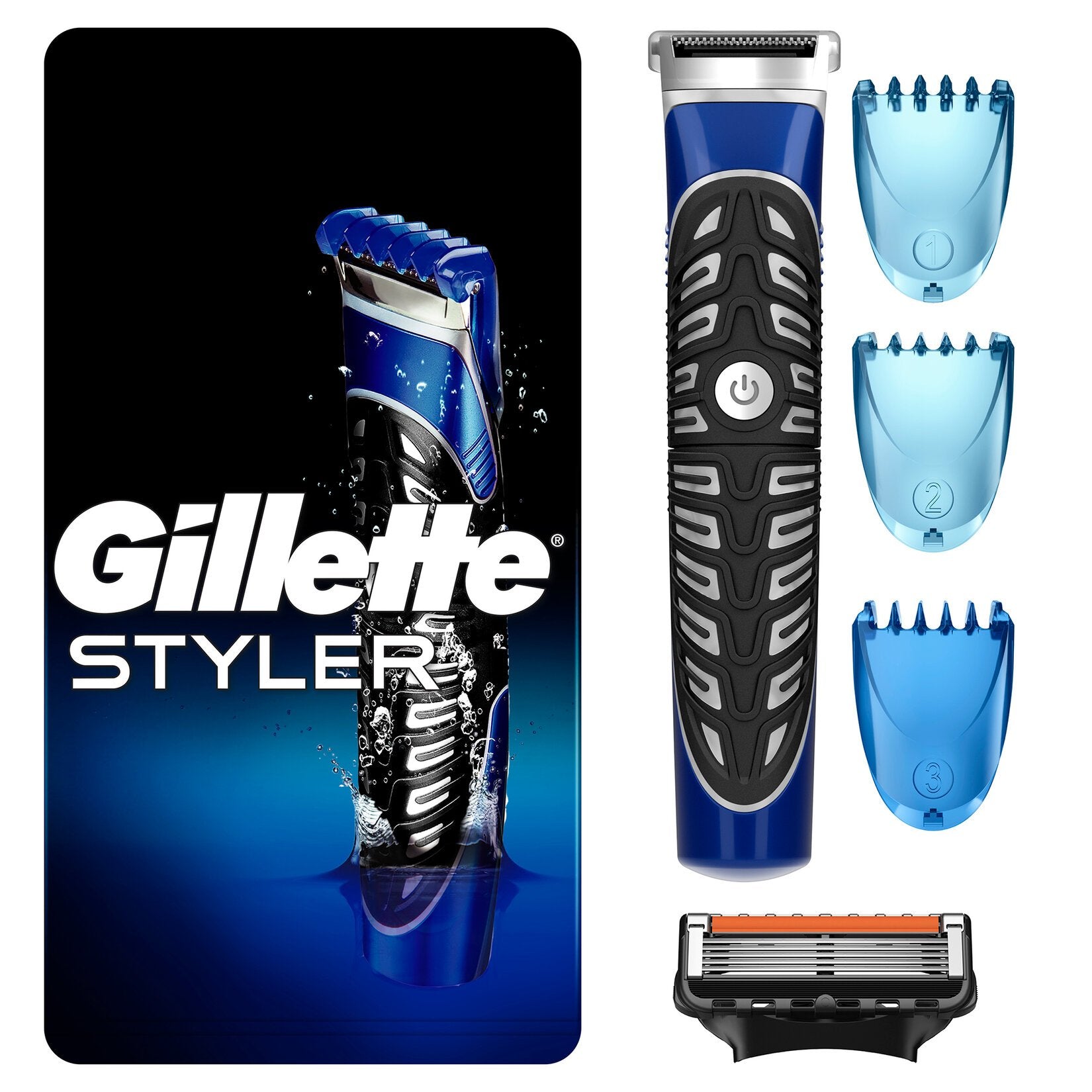 Gillette Styler 4-in-1 Precision Body Hair and Beard Trimmer, Razor and Edger