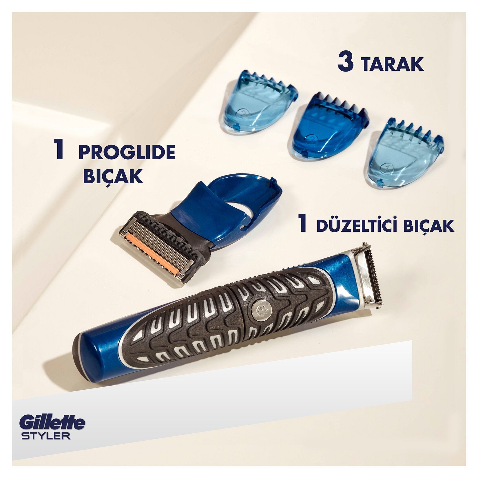 Gillette Styler 4-in-1 Precision Body Hair and Beard Trimmer, Razor and Edger
