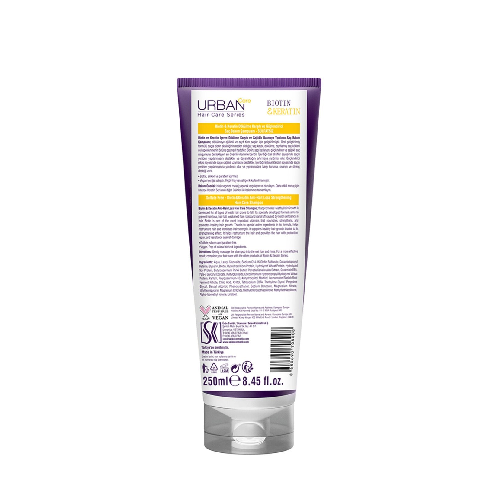 Urban Care Biotin Keratin Sulfate Hair Care Shampoo 250 Ml