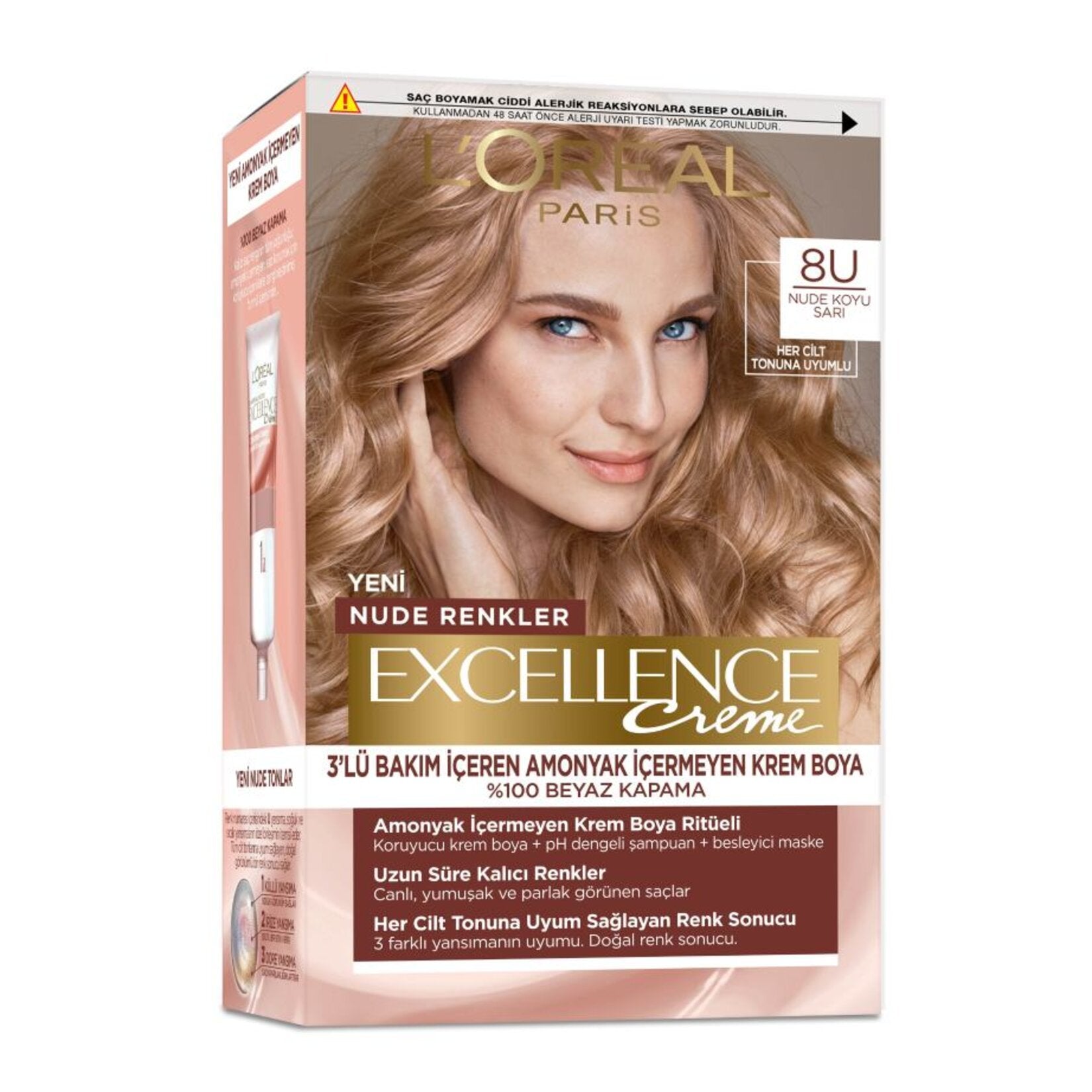 L'Oréal Paris Excellence Creme Nude Colors Hair Dye – 8U Nude Dark Blonde