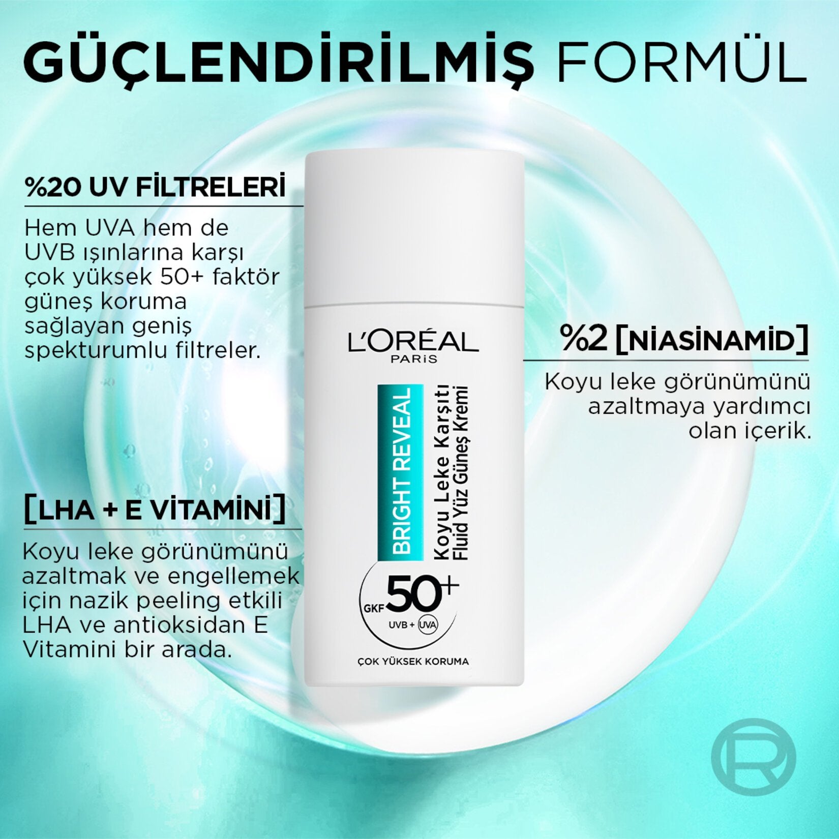 L'oréal Paris Bright Reveal Fluid Face Sunscreen 50ml