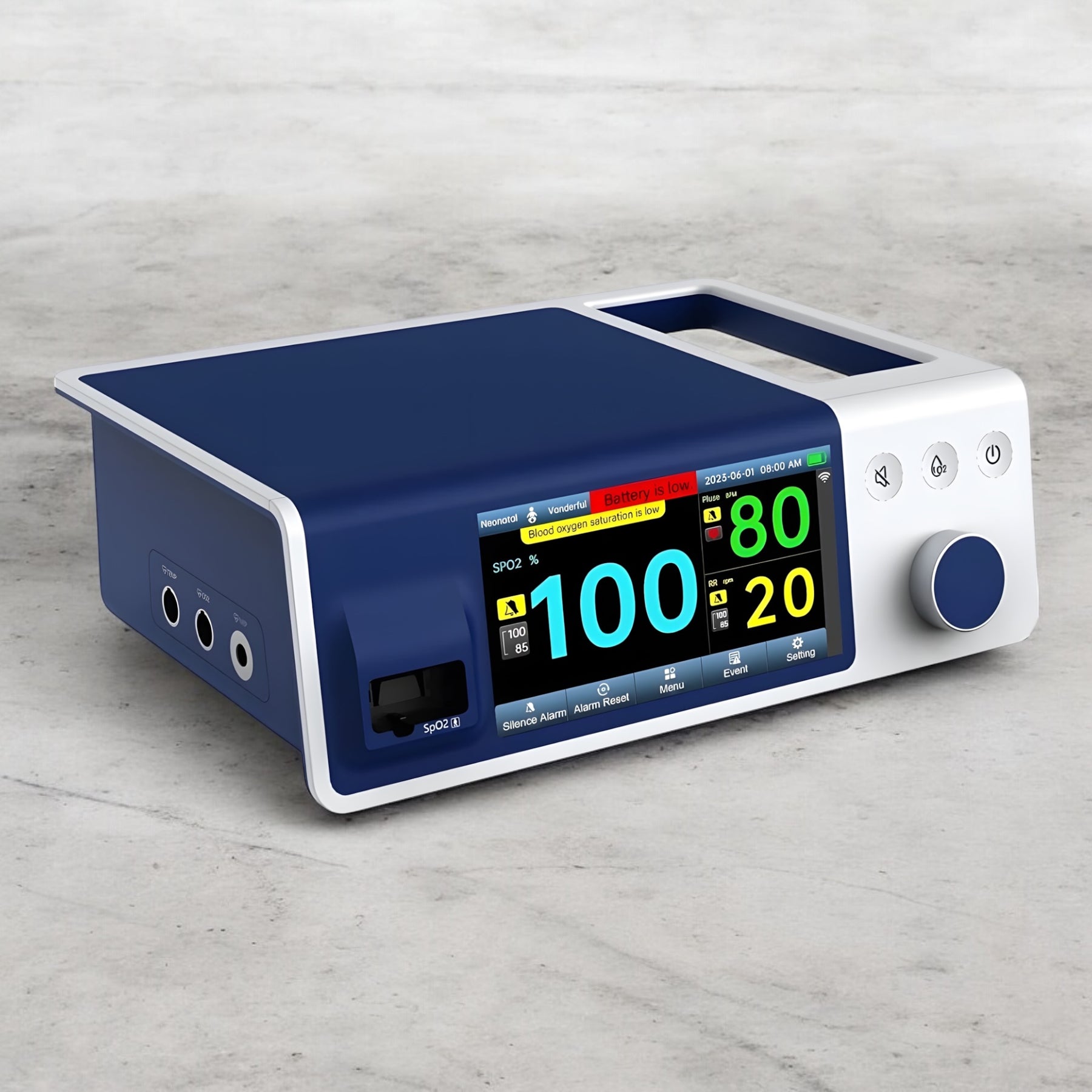 Oxisense Desktop Bto-100Cxx Pulse Oximeter Device with Rechargeable Alarm