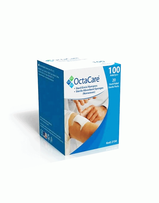 Octacare Steril Emici Gaz Kompres 7.5Cmx7.5Cm 100Lü Spanç Non Woven 2150 - Güç Takviyesi