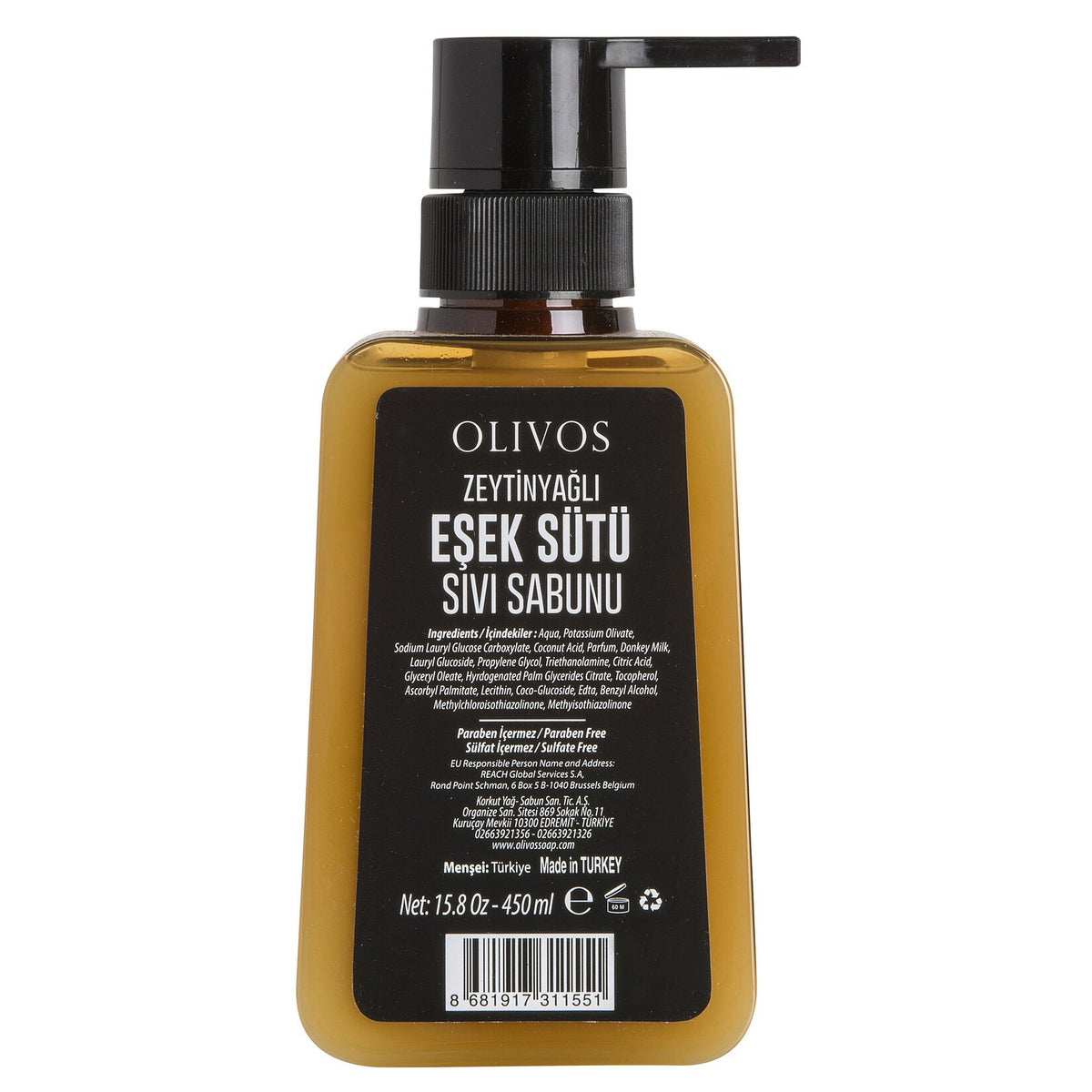 Olivos Zeytinyağlı Eşek Sütü Sıvı Sabunu 450 Ml