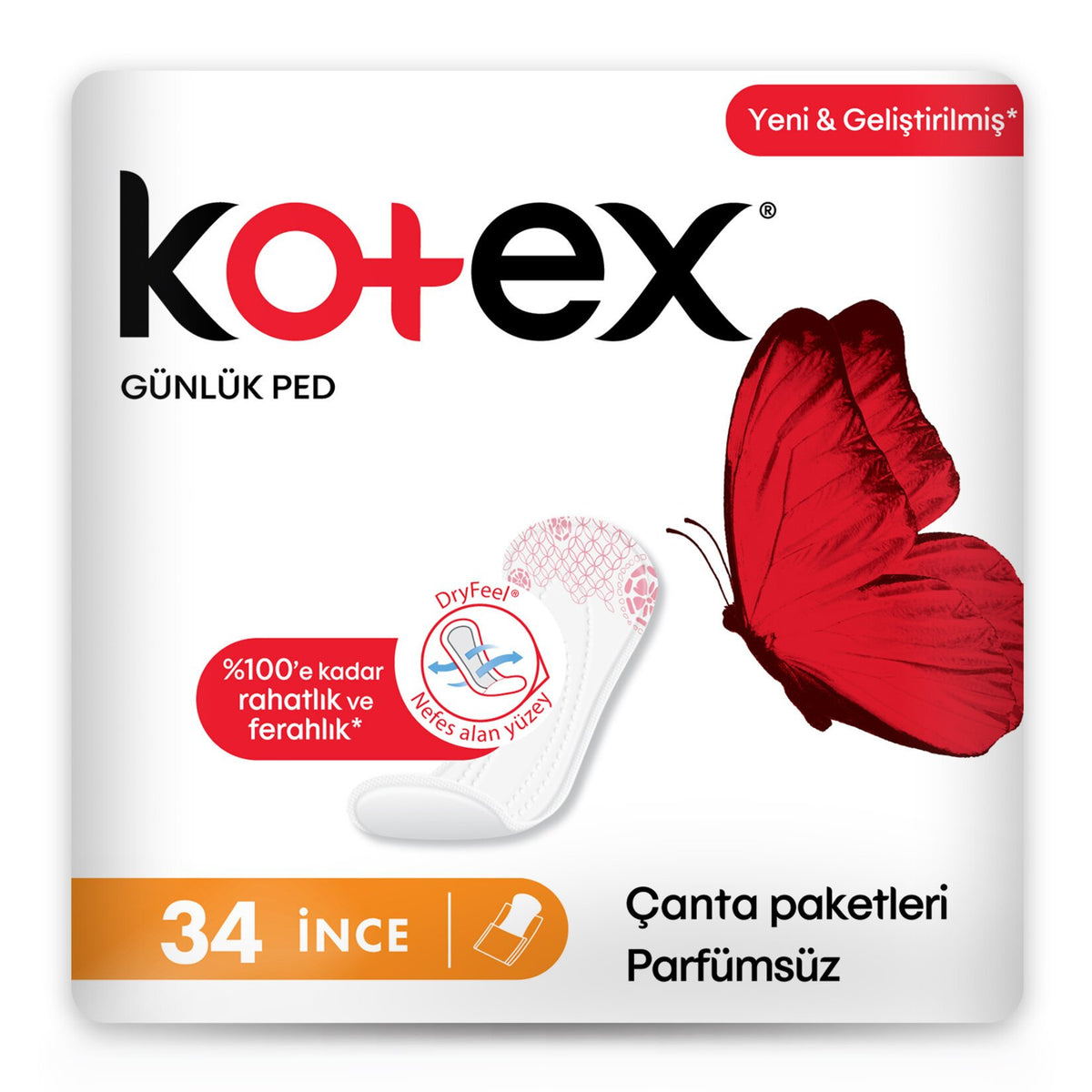 Kotex Thin Daily Pads Unscented 34 pcs