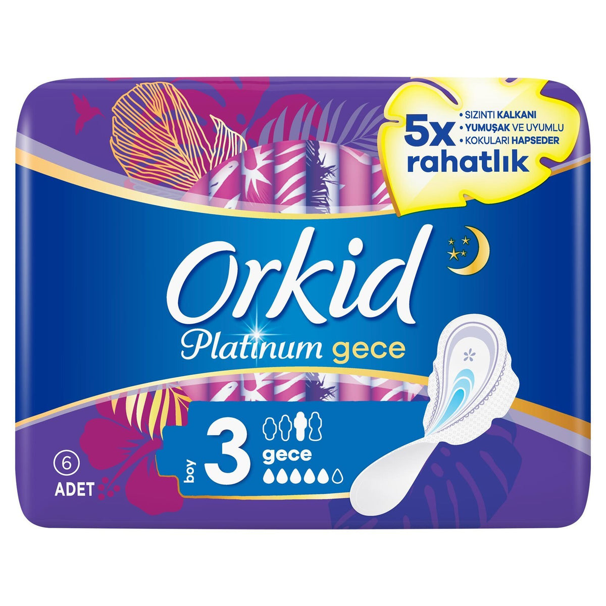 Orkid Platinum Sanitary Pad Night Single Pack of 6