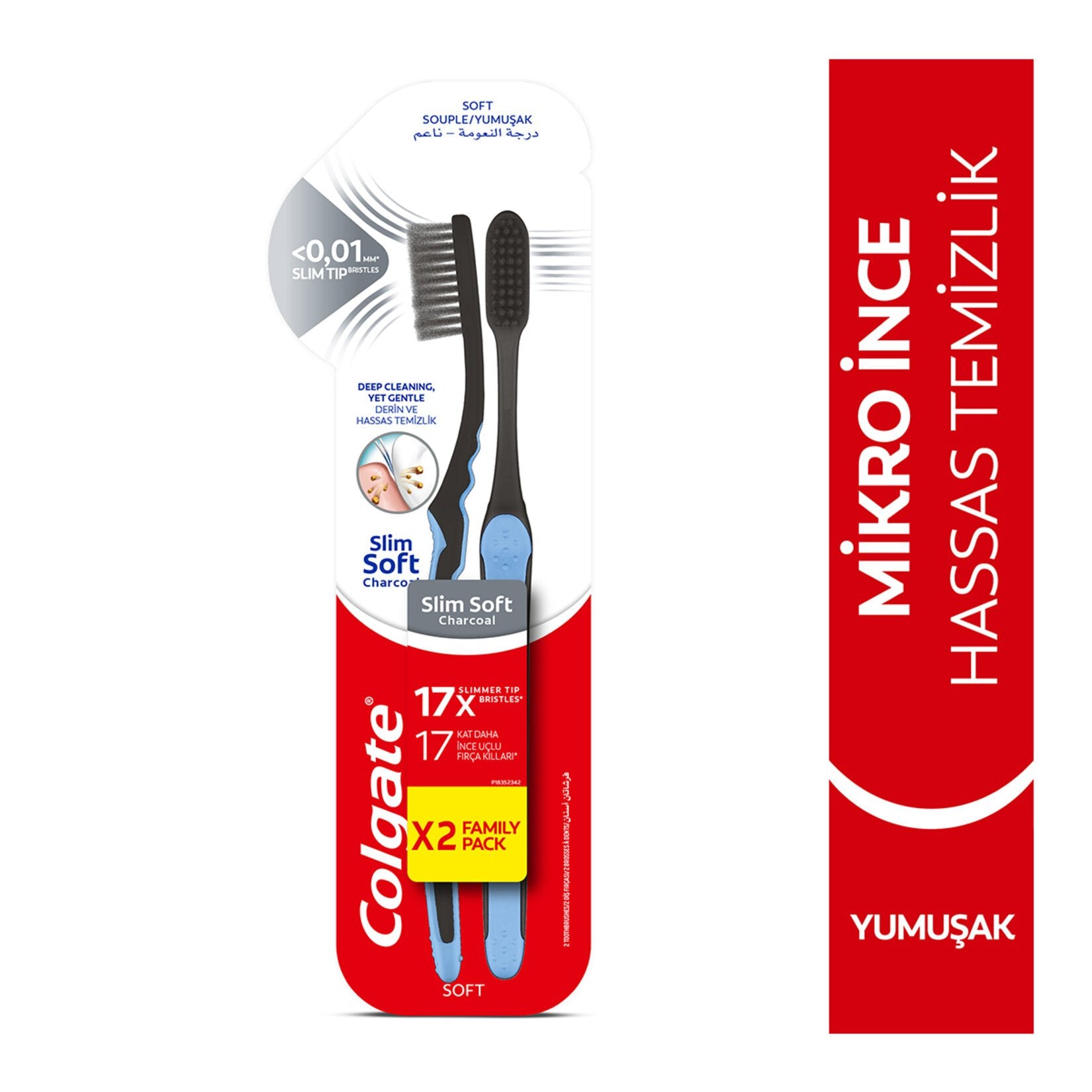 Colgate Mikro İnce Siyah Yumuşak Diş Fırçası 1+1