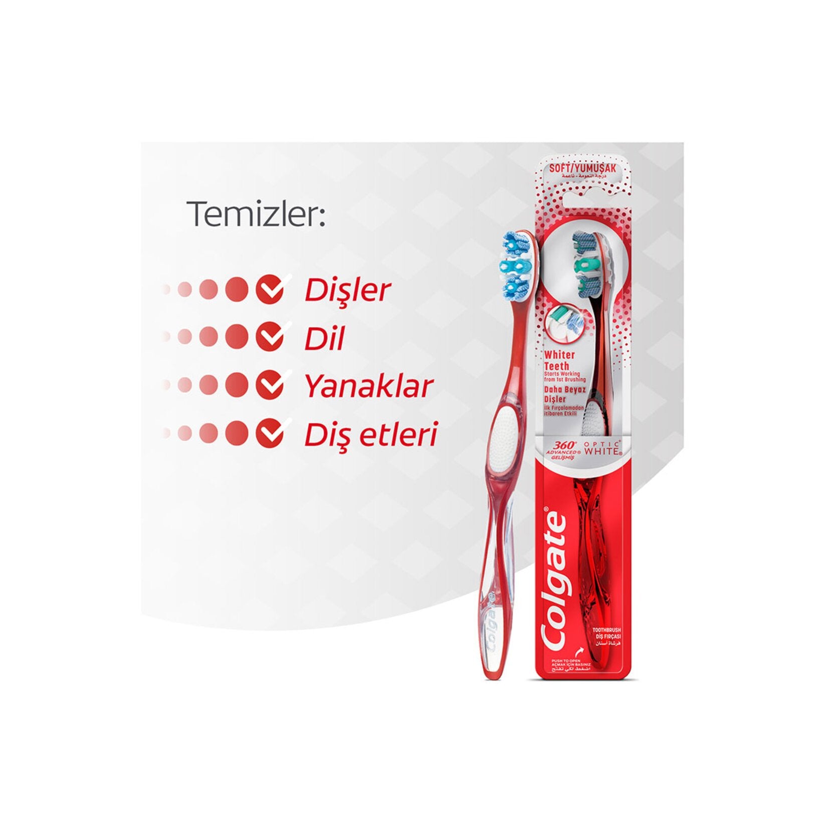 Colgate 360 Gelişmiş Optik Beyaz Yumuşak Diş Fırçası