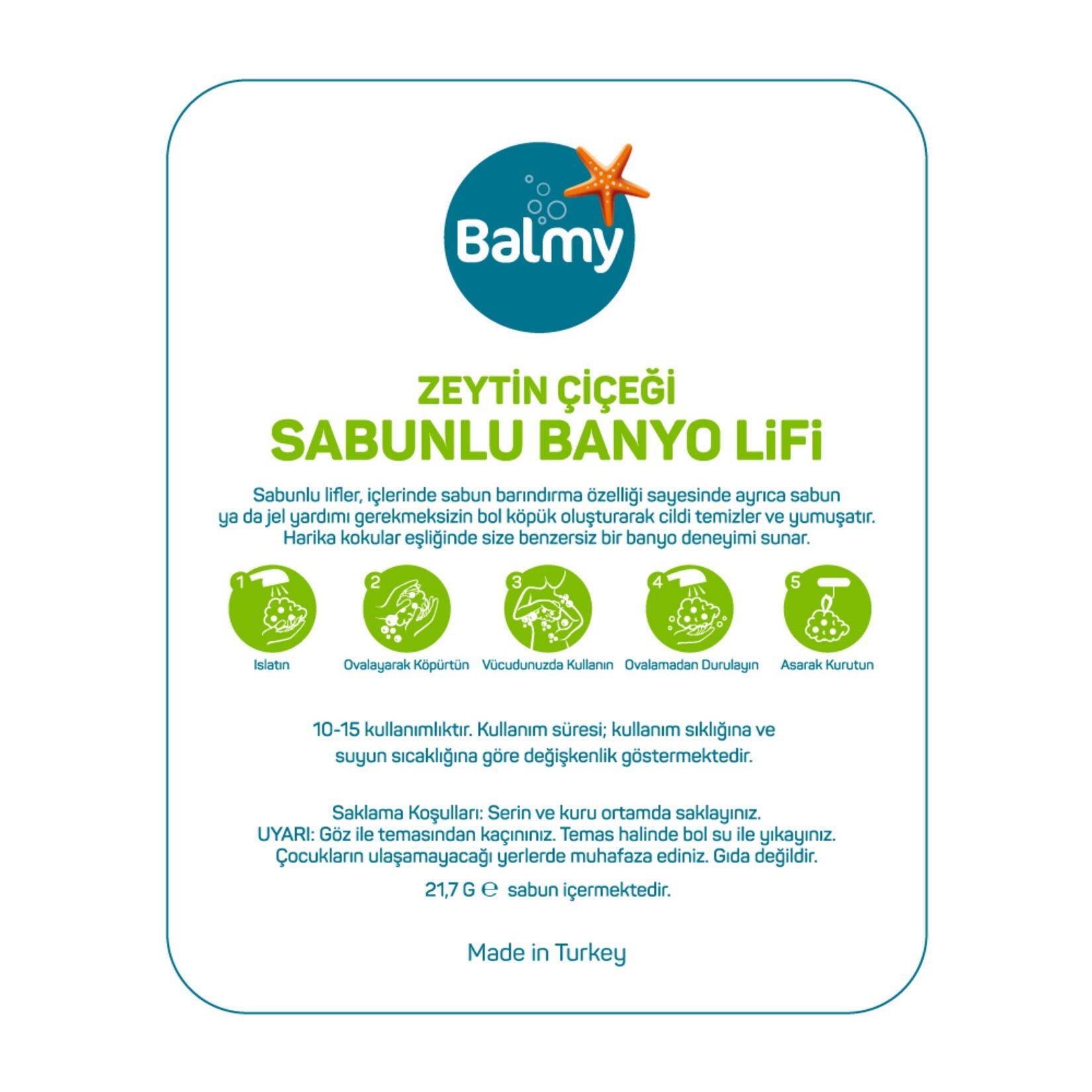 Balmy Zeytin Çiçeği Sabunlu Banyo Lifi